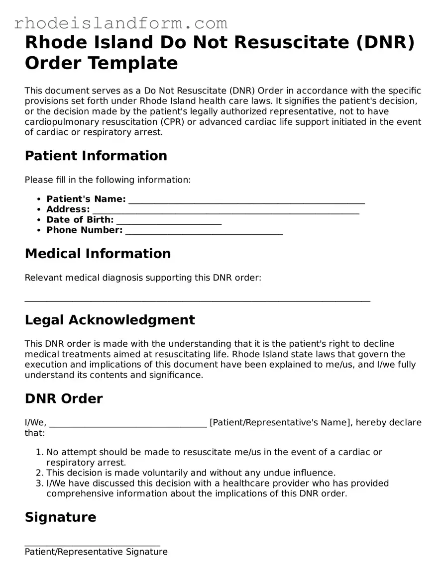 Attorney-Approved  Do Not Resuscitate Order Template for Rhode Island