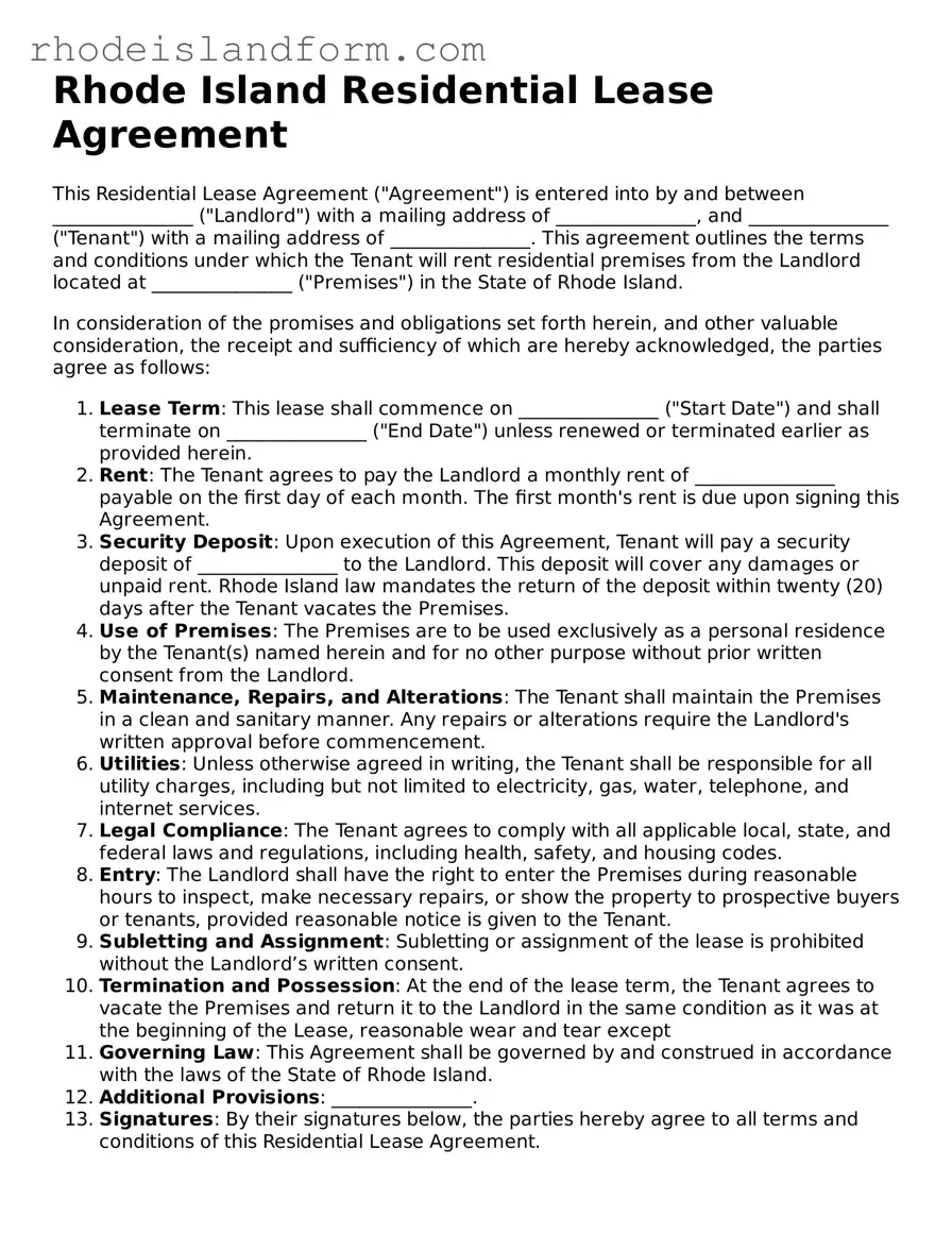 Attorney-Approved  Residential Lease Agreement Template for Rhode Island