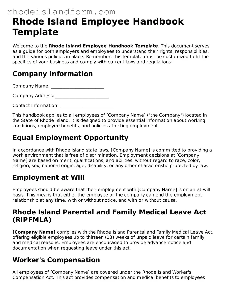 Attorney-Approved  Employee Handbook Template for Rhode Island