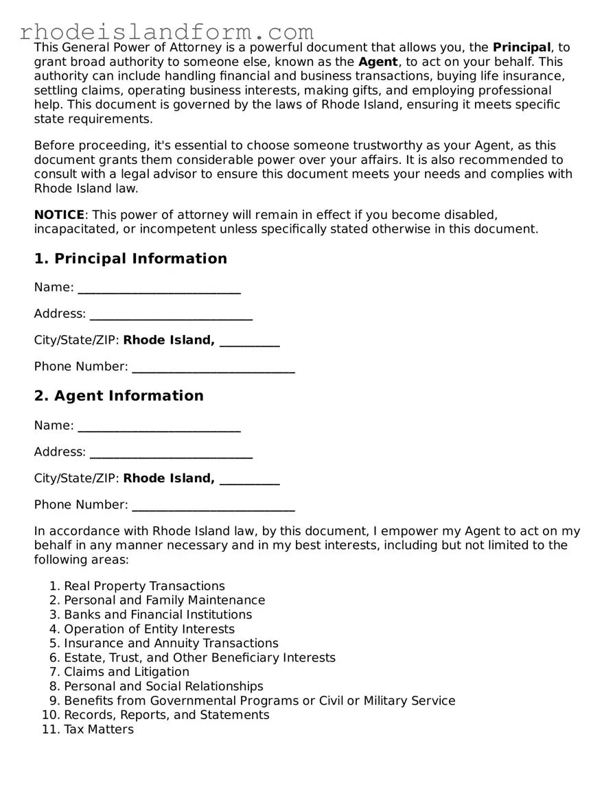 Attorney-Approved  General Power of Attorney Template for Rhode Island