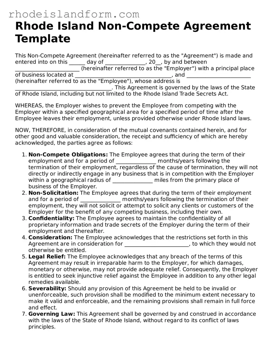 Attorney-Approved  Non-compete Agreement Template for Rhode Island