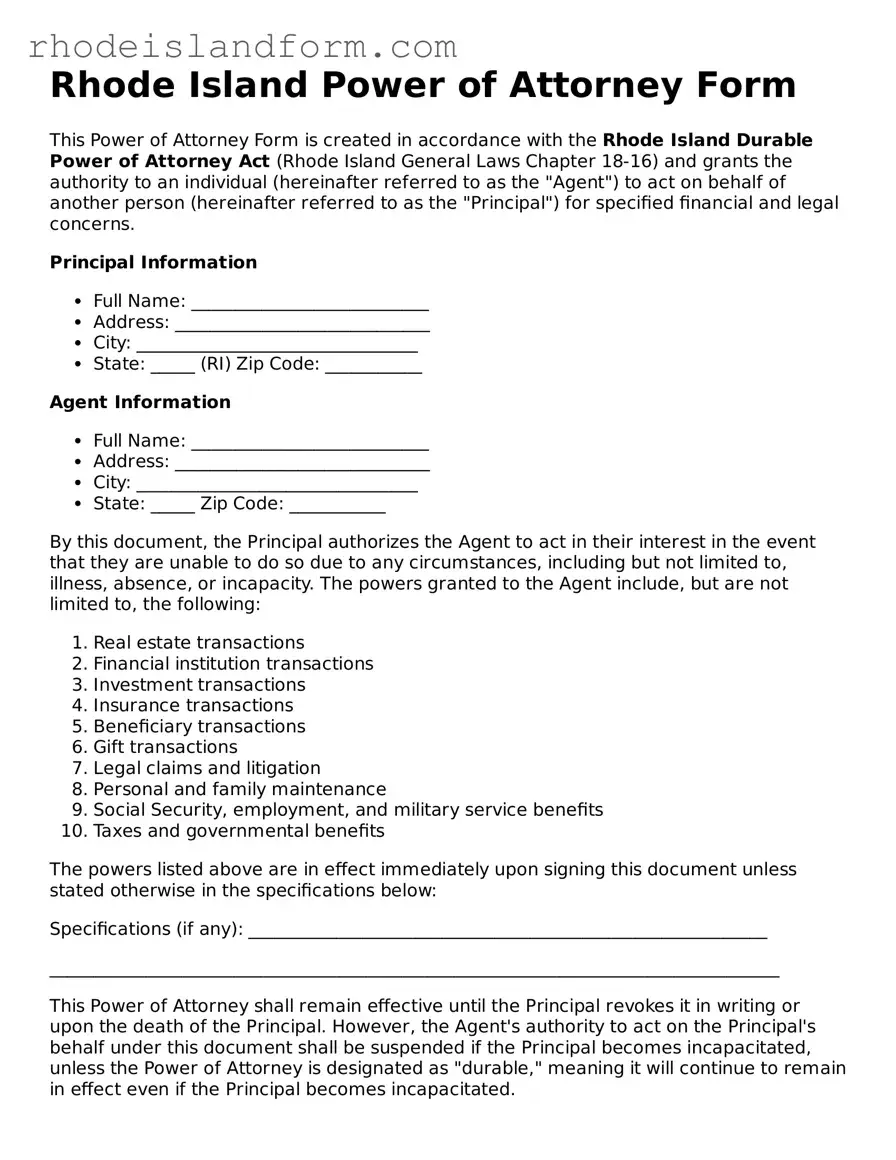 Attorney-Approved  Power of Attorney Template for Rhode Island