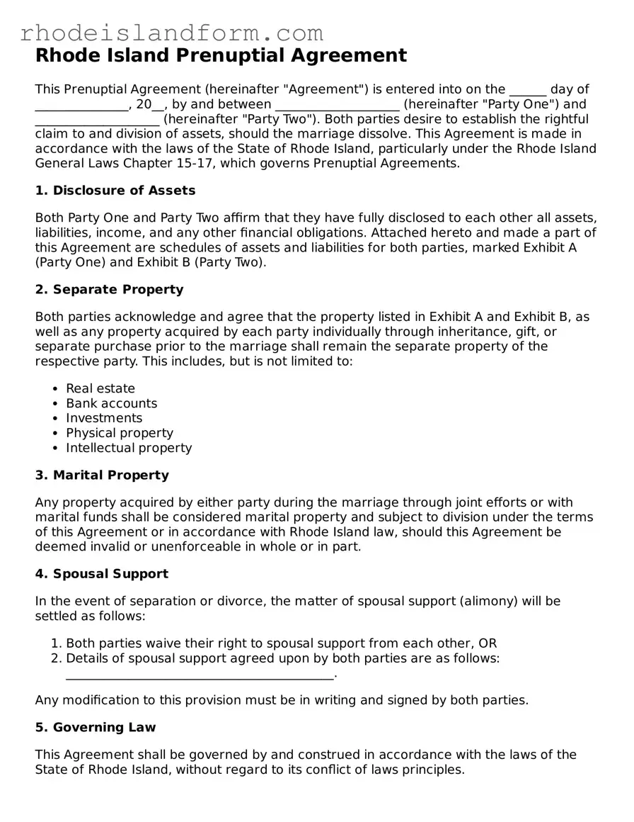 Attorney-Approved  Prenuptial Agreement Template for Rhode Island