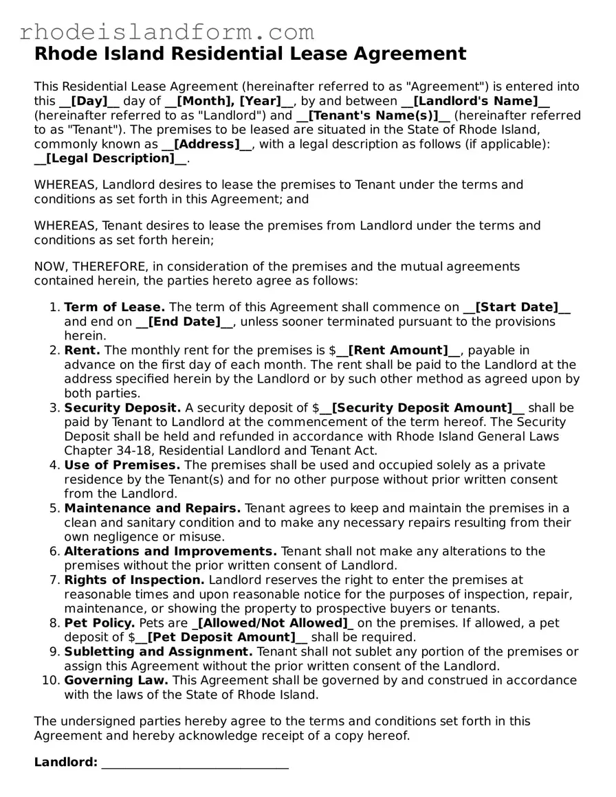 Attorney-Approved  Lease Agreement Template for Rhode Island