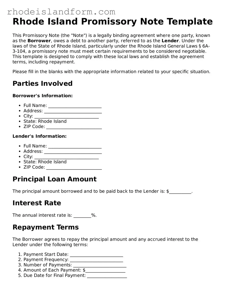 Attorney-Approved  Promissory Note Template for Rhode Island
