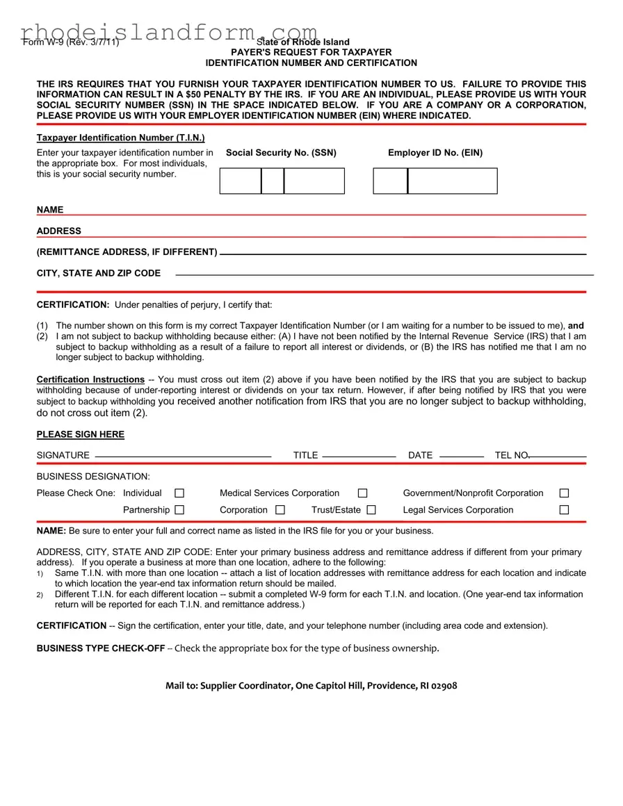 Fill Out a Valid Rhode Island W 9 Template