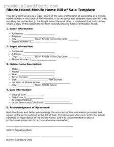 Attorney-Approved  Mobile Home Bill of Sale Template for Rhode Island