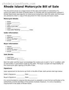 Attorney-Approved  Motorcycle Bill of Sale Template for Rhode Island
