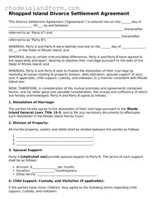 Attorney-Approved  Divorce Settlement Agreement Template for Rhode Island
