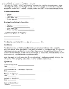 Attorney-Approved  Lady Bird Deed Template for Rhode Island