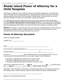 Attorney-Approved  Power of Attorney for a Child Template for Rhode Island